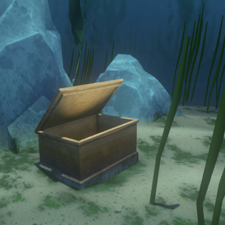 Wooden chest under the sea