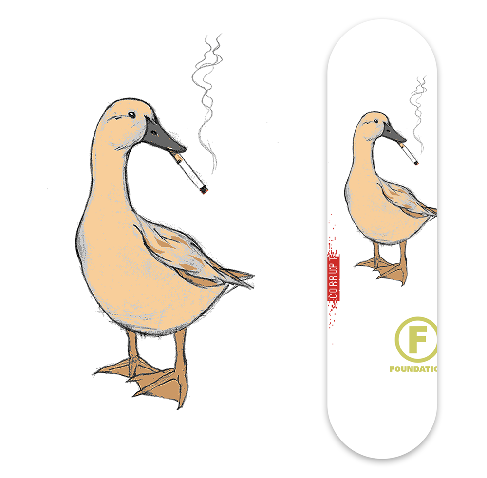 A duck smoking a cigerette